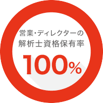 営業・ディレクターの解析士保有率100%