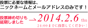 投票に必要な情報は、ニックネームとメールアドレスのみです【投票締め切り 2014.1.31】